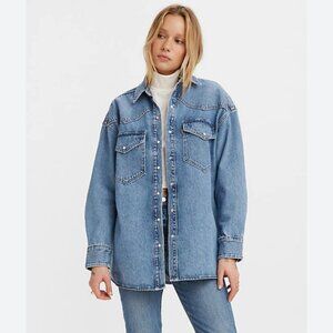 Levi's Women's Dylan Denim Oversized Western Shirt Jacket w/Pearl Snaps - XS NWT